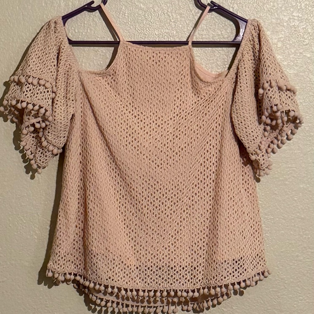 Elegant Dusty Pink Crochet Women's Top